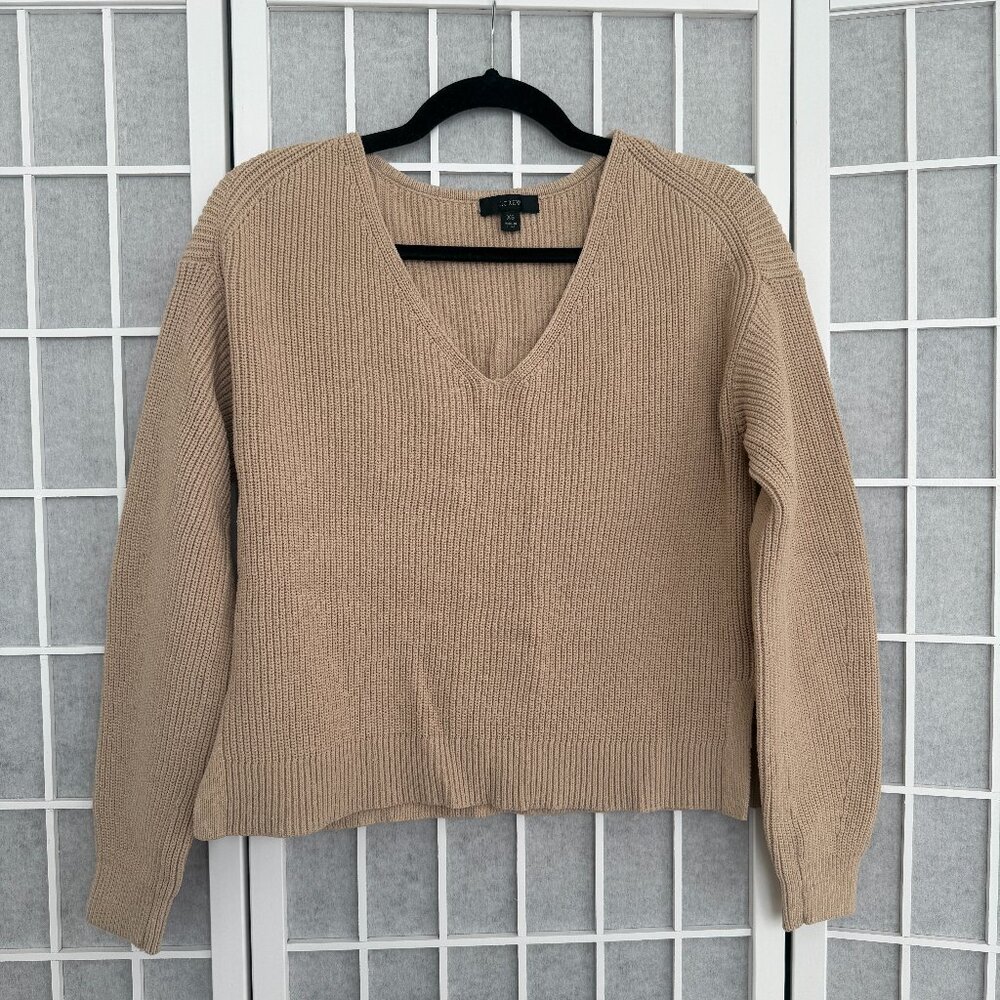 J. Crew V Neck Tan Sweater - Size XS